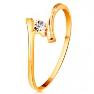 Prsten ze žlutého zlata 585 - zářivý čirý briliant, tenká zahnutá ramena BT178.99/179.06