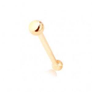 Rovný piercing do nosu ze žlutého zlata 585 - drobná lesklá kulička, 1,5 mm