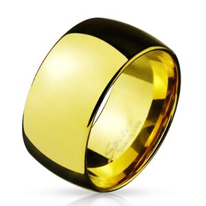 Širší ocelový prsten ve zlatém barevném provedení, 11 mm - Velikost: 70