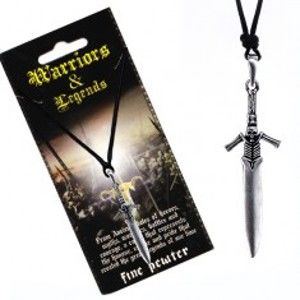 Šňůrkový náhrdelník - kovový meč s rukojetí kostlivce AC2.02