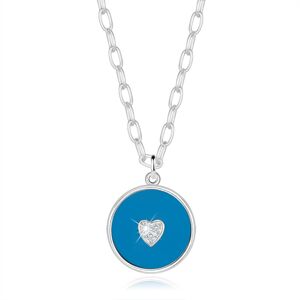 Stříbrný 925 náhrdelník - kulatý obojek, tyrkys, srdce, kulaté zirkony