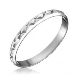 Stříbrný prsten 925 - lesklý povrch, zářezy ve tvaru X H10.14