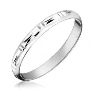 Stříbrný prsten 925 - dvojité svislé a vodorovné zářezy H12.10