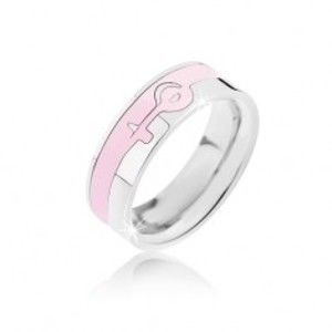 Stříbrno-růžový prsten z oceli - ženský symbol BB4.11