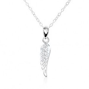 Stříbrný 925 náhrdelník - jemně gravírované ploché andělské křídlo