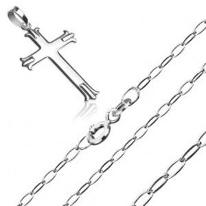 Stříbrný 925 náhrdelník - kříž s trojitými cípy na lesklém řetízku S61.07