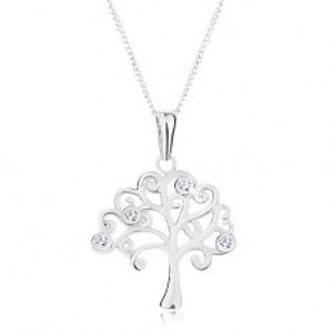 Stříbrný 925 náhrdelník, řetízek a přívěsek - strom života zdobený zirkony