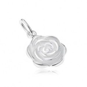 Stříbrný 925 přívěsek, rozkvetlý květ růže