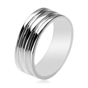 Stříbrný 925 prsten - kroužek se dvěma vyhloubenými pásy, 8 mm K05.16
