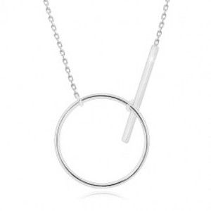 Stříbrný náhrdelník 925 - blýskavý řetízek, lesklá kontura kruhu a tyčinka