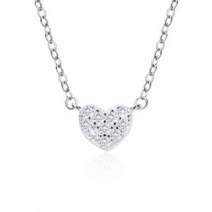 Stříbrný náhrdelník 925 - zirkonové srdíčko, jemný řetízek, perový kroužek A13.11