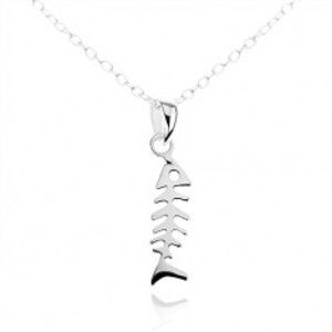 Stříbrný náhrdelník 925, jemný řetízek, lesklá a plochá rybí kost