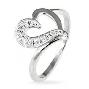 Stříbrný prsten 925 - nepravidelné srdce se zirkonovou polovinou E5.2