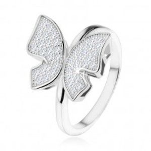 Stříbrný prsten 925, třpytivý motýl vykládaný zirkonky čiré barvy SP54.31