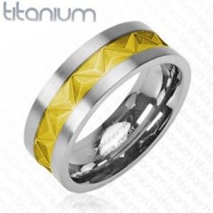 Titanový snubní prsten stříbrně - zlatý vzor  J2.9