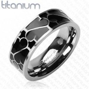Titanový prsten - černá glazura s ornamentem J1.5