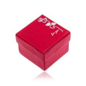 Třpytivá červená dárková krabička, stříbrná růže Y3.17