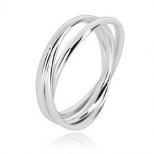 Trojitý prsten ze stříbra 925 - úzké propojené prstence s lesklým povrchem BB10.16