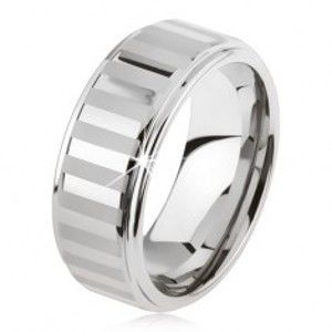 Wolframový prsten stříbrné barvy, lesklé a matné pásky AB34.08