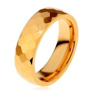 Wolframový prsten zlaté barvy, vybroušené lesklé šestihrany, 6 mm H7.13