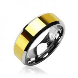 Wolframový prsten se zkosenými hranami a středovým pásem ve zlaté barvě, 8 mm Z38.2