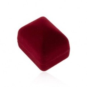 Sametová krabička na prsten nebo náušnice, bordó barva, hladký povrch U25.10