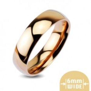 Zaoblený lesklý kovový prstýnek ve zlatorůžové barvě L11.06