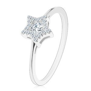Zásnubní prsten ze stříbra 925, zářivá hvězdička, kulatý zirkon uprostřed - Velikost: 58