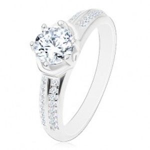 Zásnubní prsten - stříbro 925, zářivý kulatý zirkon, obloučky, blýskavá ramena M01.01