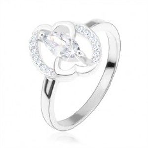 Zásnubní prsten, stříbro 925, čiré zirkonové zrnko, propojená srdce HH2.7