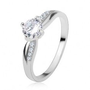 Zásnubní prsten, stříbro 925, hladká a zirkonová linie, blýskavý čirý zirkon S60.06