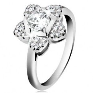 Zásnubní prsten, stříbro 925, blýskavý zirkonový kvítek čiré barvy H9.18