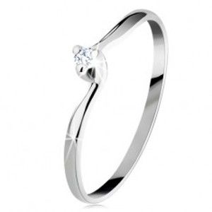 Zásnubní prsten v bílém 14K zlatě - čirý broušený diamant, úzká ramena BT153.76/80