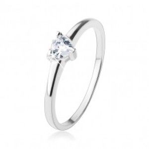 Zásnubní prsten, vybroušené zirkonové srdíčko v čiré barvě, stříbro 925 HH1.16