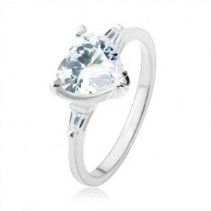 Zásnubní prsten ze stříbra 925, zářivé zirkonové srdce čiré barvy HH1.19