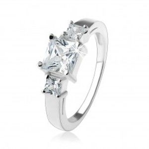 Zásnubní třpytivý prsten, čtvercové zirkony čiré barvy, stříbro 925 HH1.1