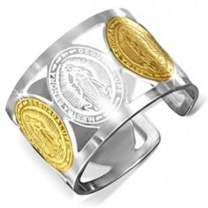 Zlato-stříbrný prsten, ovály s Pannou Marií BB4.15