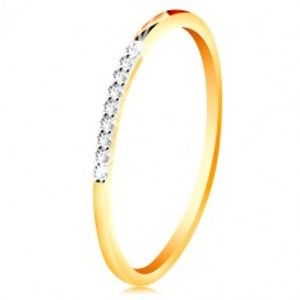 Zlatý 14K prsten - tenká lesklá ramena, blýskavá čirá zirkonová linie GG214.09/16