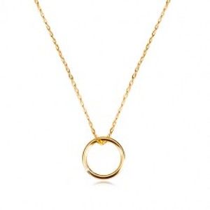 Zlatý náhrdelník 375 - jemný řetízek s přívěskem, hladký lesklý kroužek