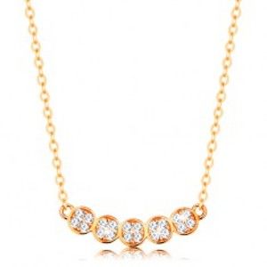 Zlatý náhrdelník 585 - jemný řetízek, oblouk z pěti blýskavých koleček GG139.06
