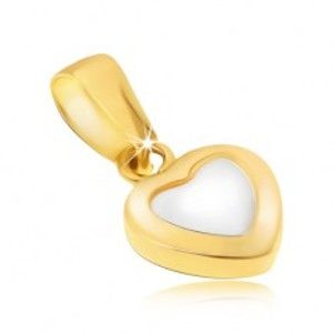 Zlatý přívěsek 585 - dvoubarevné pravidelné srdce, lesklý zaoblený povrch GG21.04
