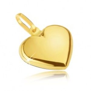 Zlatý přívěsek 585 - hladké pravidelné srdce, zrcadlově lesklé
