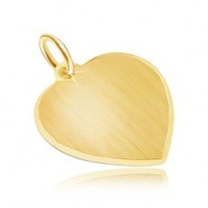 Zlatý přívěsek 585 - velké symetrické saténové srdce, blyštivý okraj GG30.01
