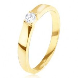 Zlatý prsten 585 - lesklý, hladký, kulatý čirý zirkon v kotlíku GG11.51