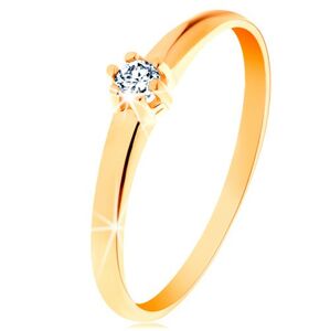 Zlatý prsten 585 - kulatý diamant čiré barvy v šesticípém kotlíku - Velikost: 52